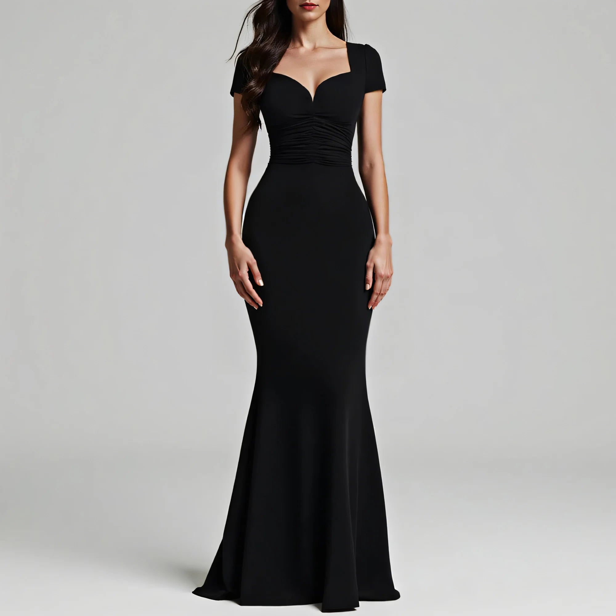 Elegantes Maxikleid für Damen – Herzförmiger Ausschnitt, Trompeten-Schnitt & figurbetonte Passform | All-Season Party Dress